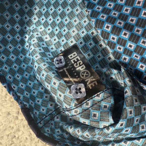 Bespoke Moda Dress Shirt Men's 2XL Blue Button-Up Business Preppy Work - Picture 5 of 10